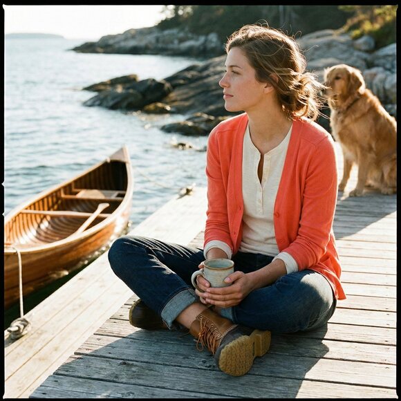 Eddie Bauer Sweaters - Eddie Bauer Women’s Large Coral Cotton Blend Cardigan Preppy Classic Layering